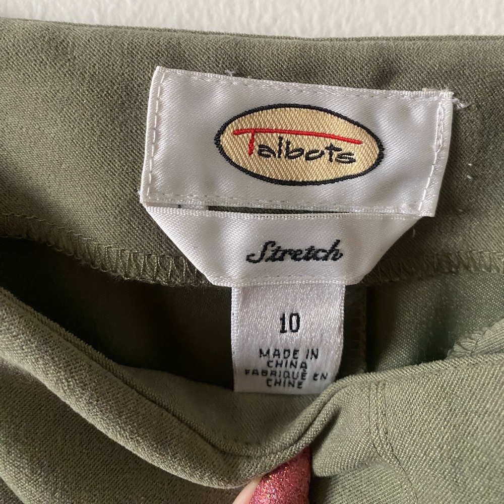 Y2K Talbots Stretch Mid-Rise Suede Floral Perforated Hem Maxi Skirt in Sage - Picture 6 of 10